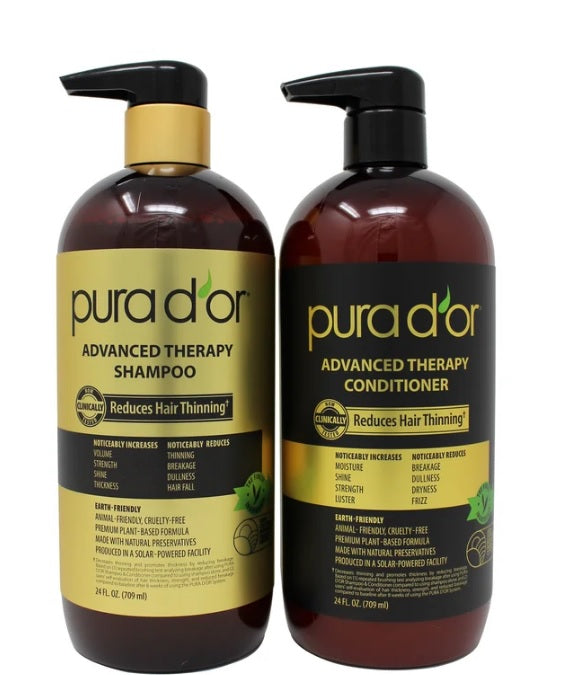 Pura d'or Advanced Therapy Anti-Hair Thinning Shampoo & Conditioner Set